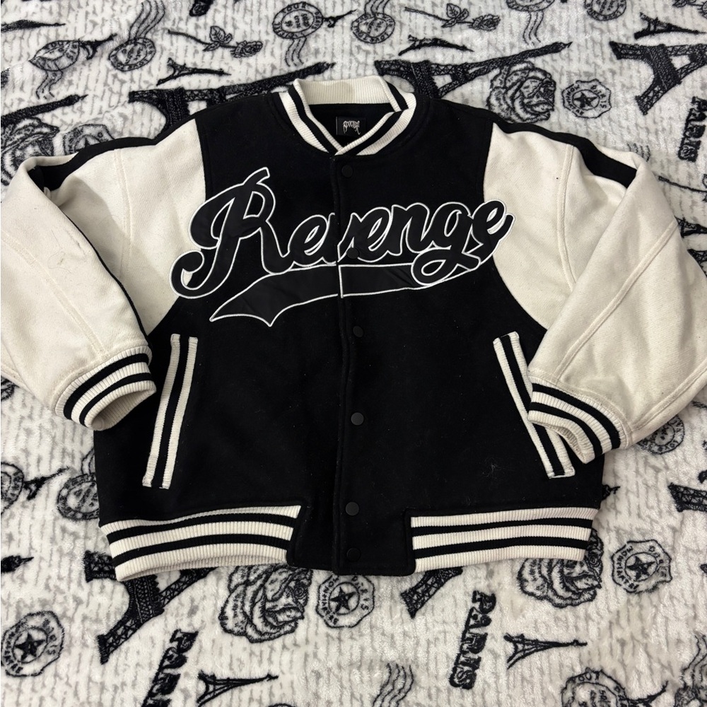 Revenge Black and White Varsity Jacket